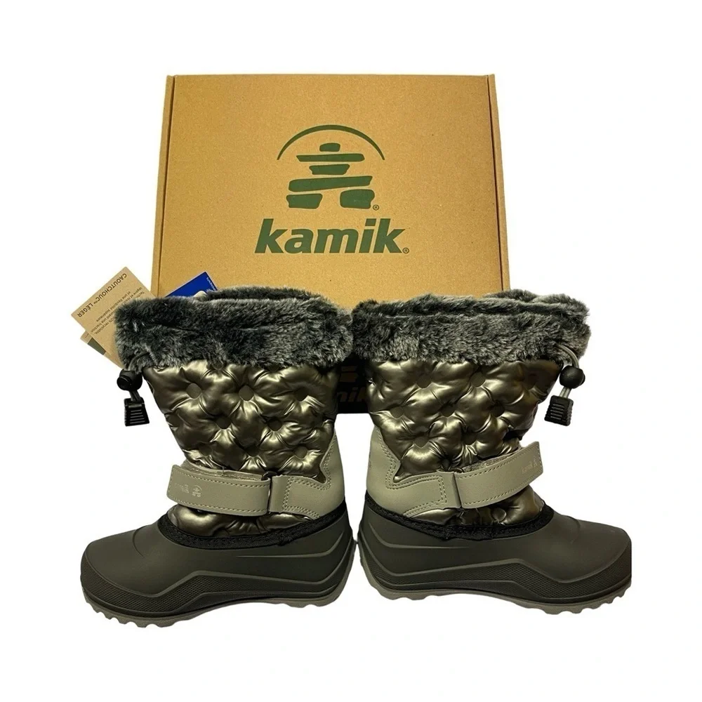 NWT Kamik Girl's Penny 3 Silver Waterproof Insulated Winter/Snow Boots Size 10